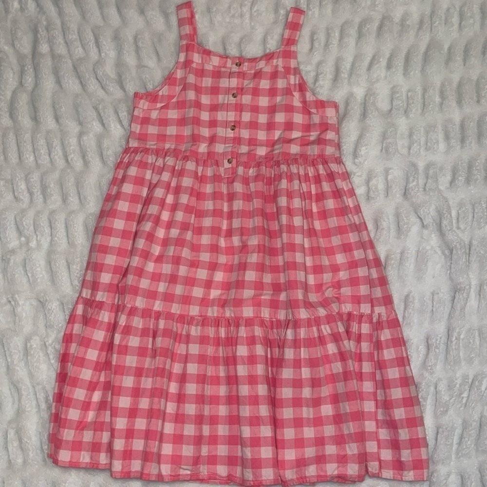 Pink Gingham Sleeve Less Dress